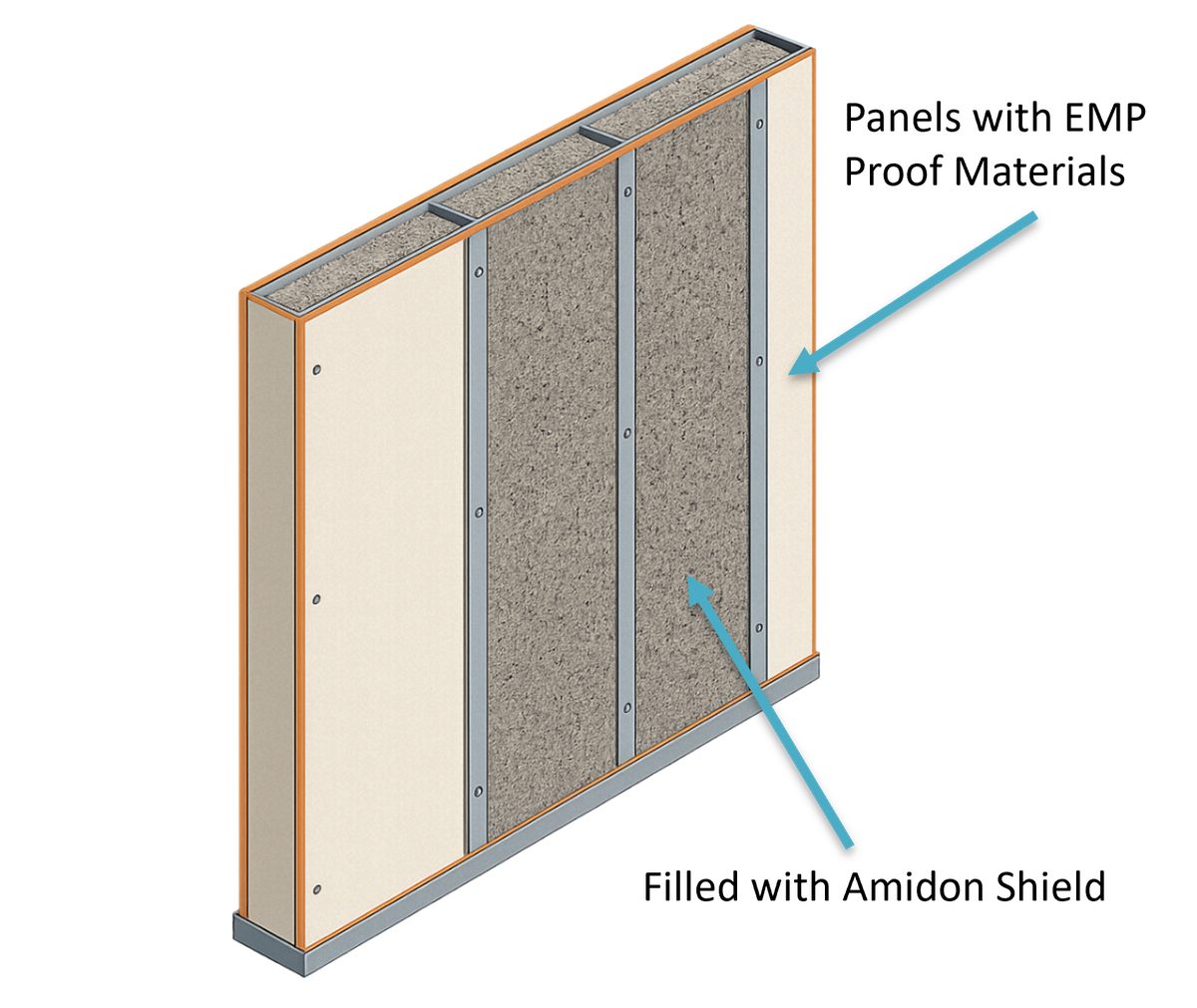 Cutaway diagram of an Amidon eShield integrated wall system