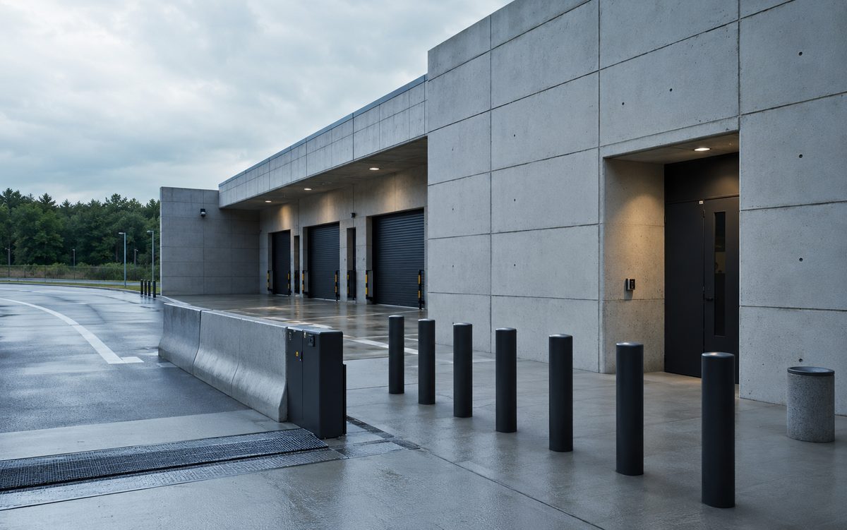 A secure government loading dock protected by hardened concrete